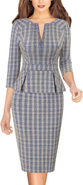 Womens Wear to Work Front Zipper Peplum Pencil Sheath (Style YKZK)