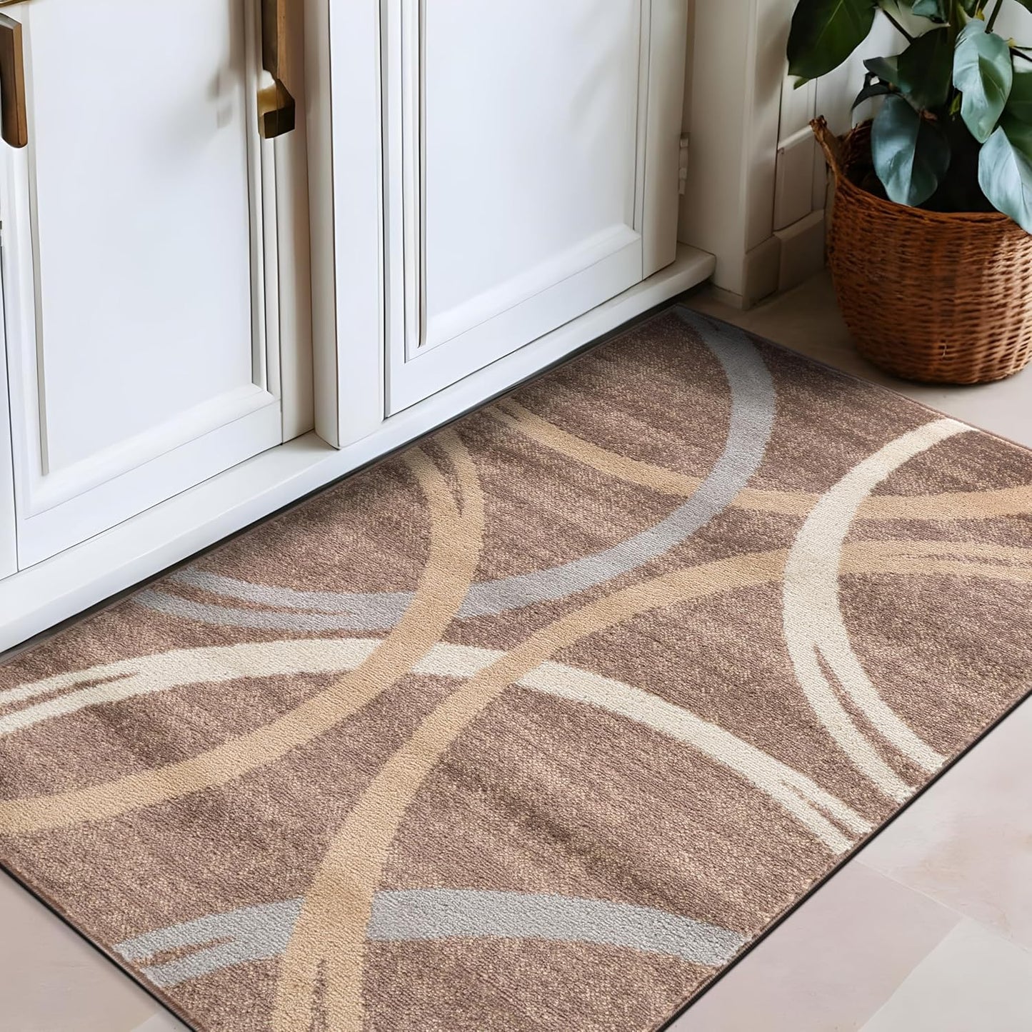 Rugshop Modern Wavy Circles Design Accent Rug for Small Spaces