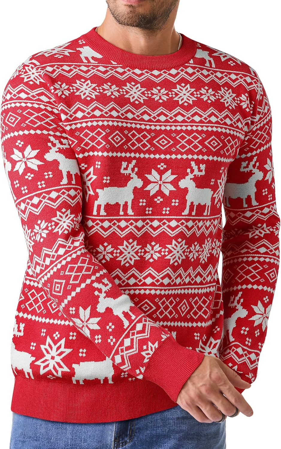 JMIERR Men's Crewneck Pullover Sweater for Casual Style