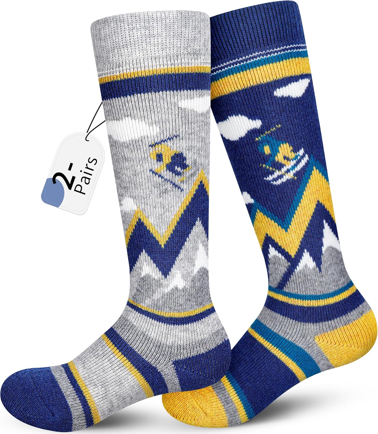 Cozy Merino Wool Ski Socks for Kids x2