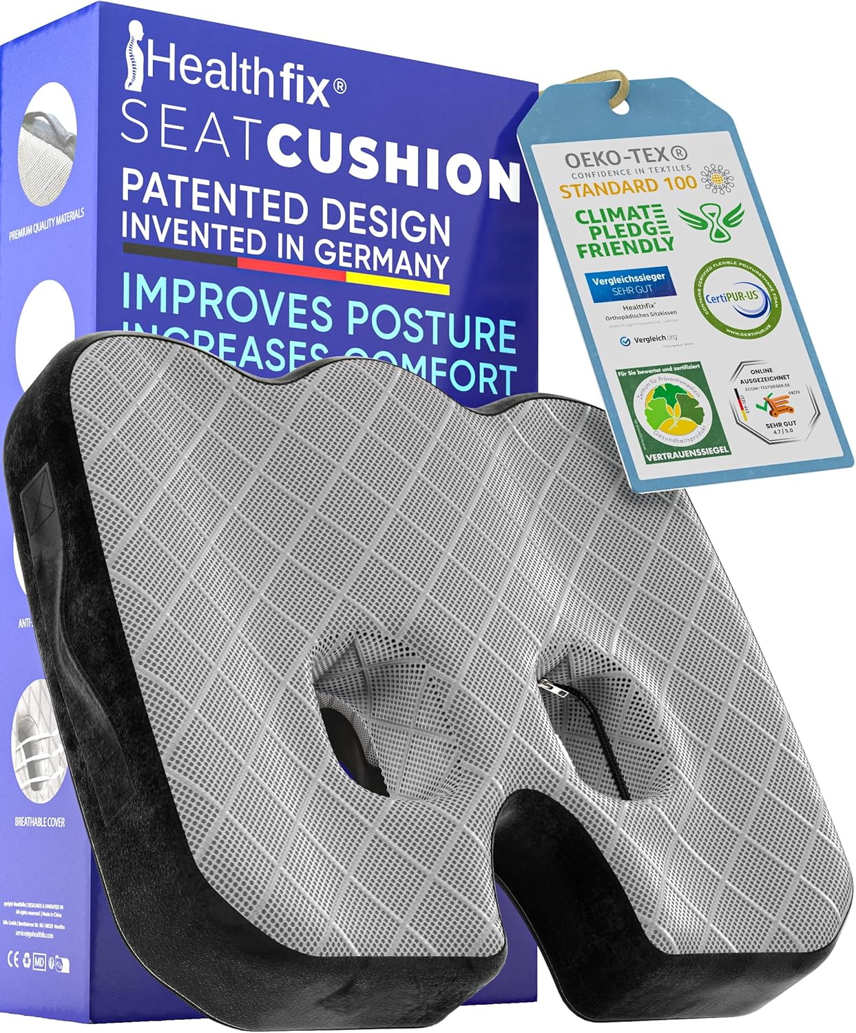 Healthfix Memory Foam Seat Cushion for Tailbone Pain Relief