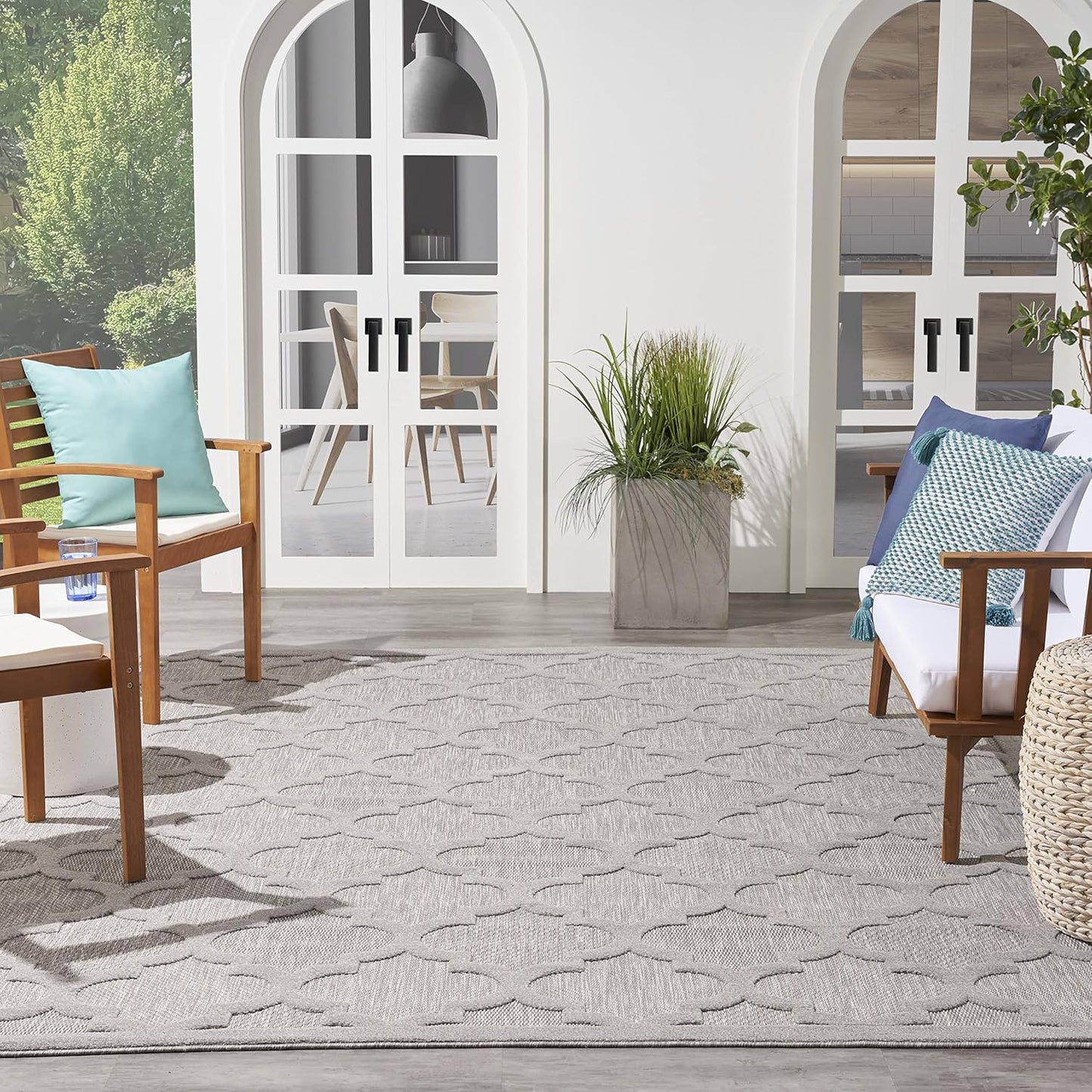 Nourison Home Easy Care Moroccan Silver Grey 8ft x 10ft Area Rug