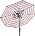 10ft Solar LED Patio Umbrella Striped Burgundy - Lighted Shade