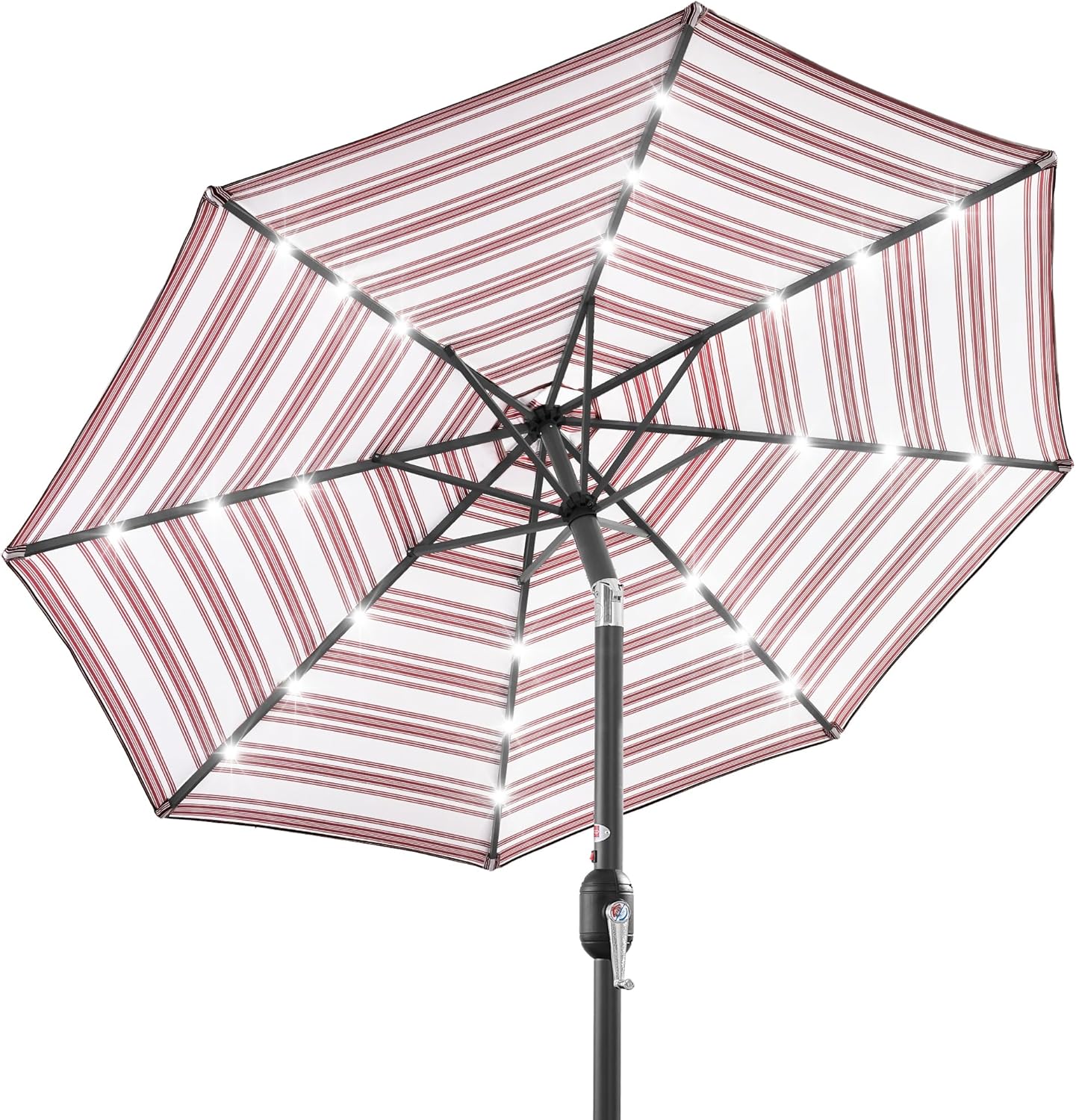 10ft Solar LED Lighted Patio Umbrella with Tilt Adjustment