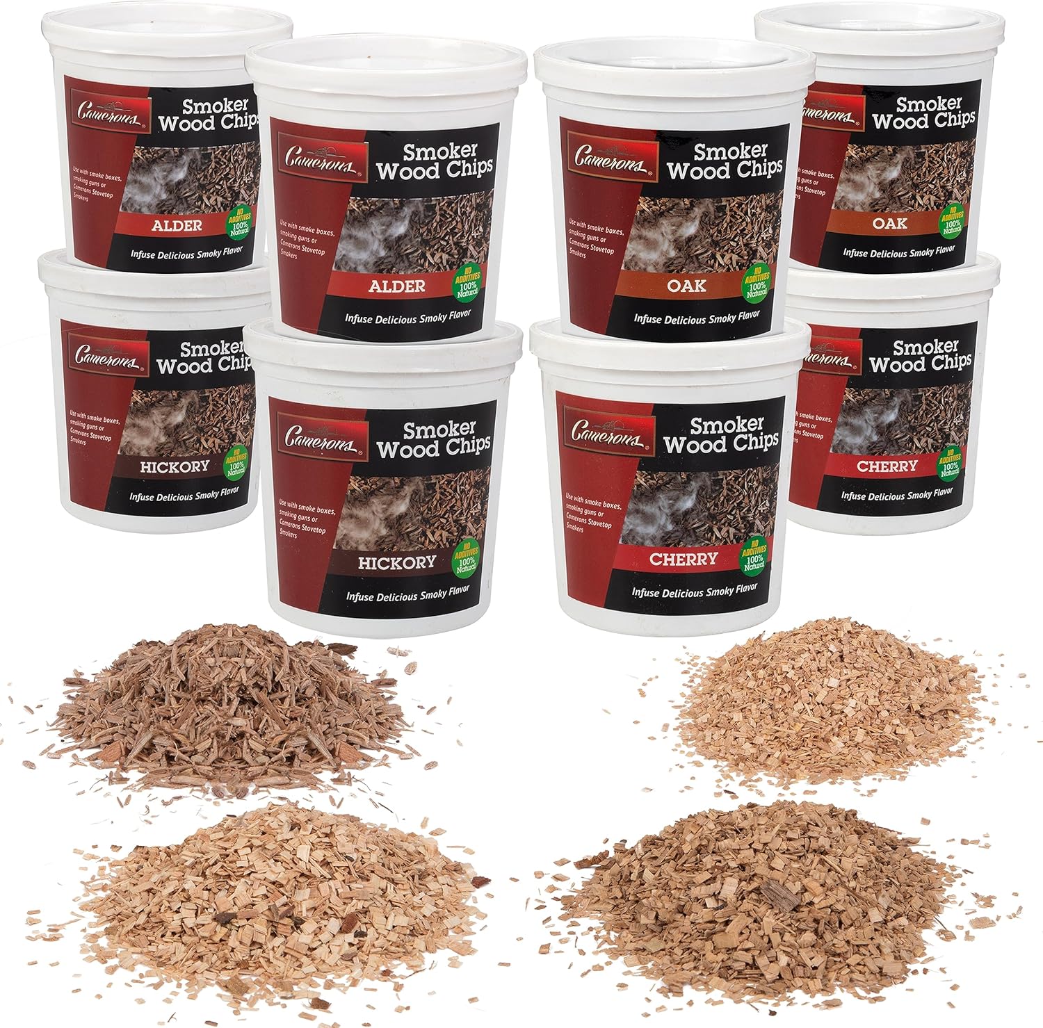 Camerons Extra Fine Cut BBQ Wood Chips Variety Gift Set 8 Pints