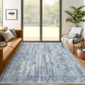 5x7 Area Rugs Blue Low Pile Indoor Washable Faded Style - Pet Friendly