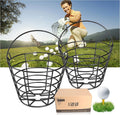 Golf Ball Basket 2 Pack - Portable 50-Ball Metal Golf Buckets