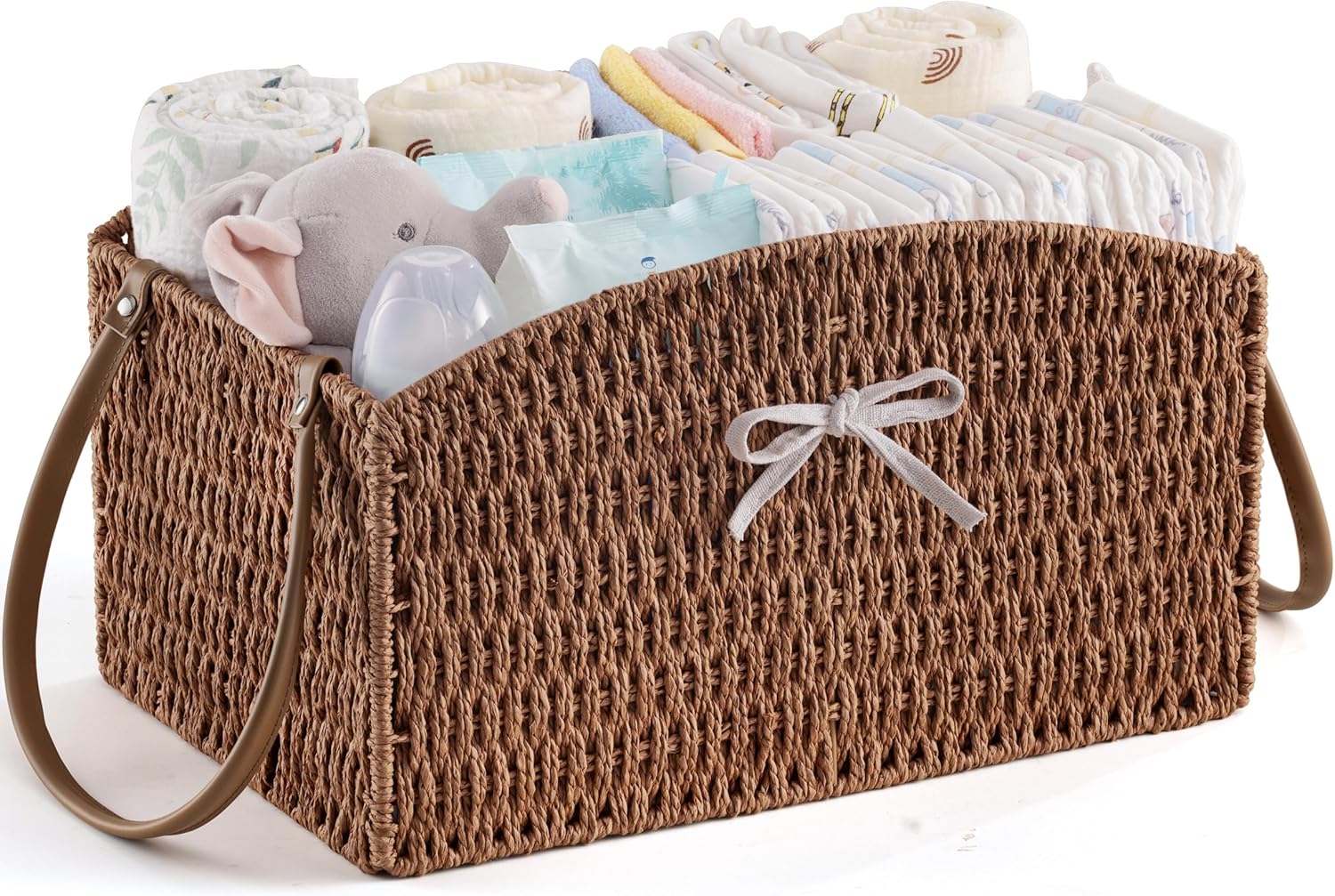 HBlife Diaper Caddy Organizer - Elegant Hand-Woven Storage Basket