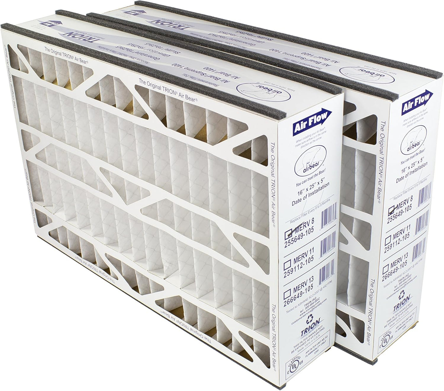 Trion Air Bear 255649-105 Pleated Air Filter 16 x 25 x 5 MERV 8