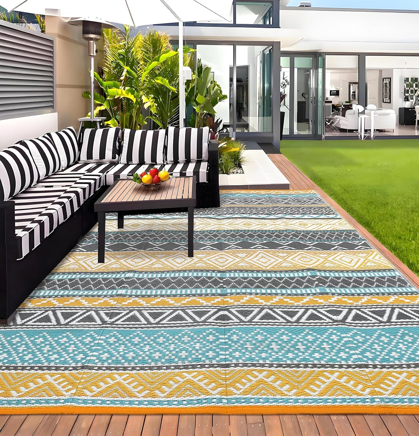 Garvee Outdoor Rug 10ft x 20ft Waterproof for Patios and More