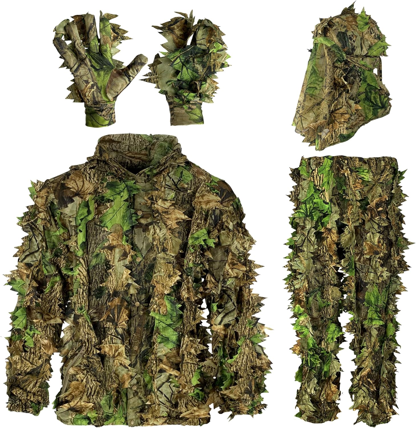 AYIN Ghillie Suit for Men - 3D Leaf Camo Hunting Suit