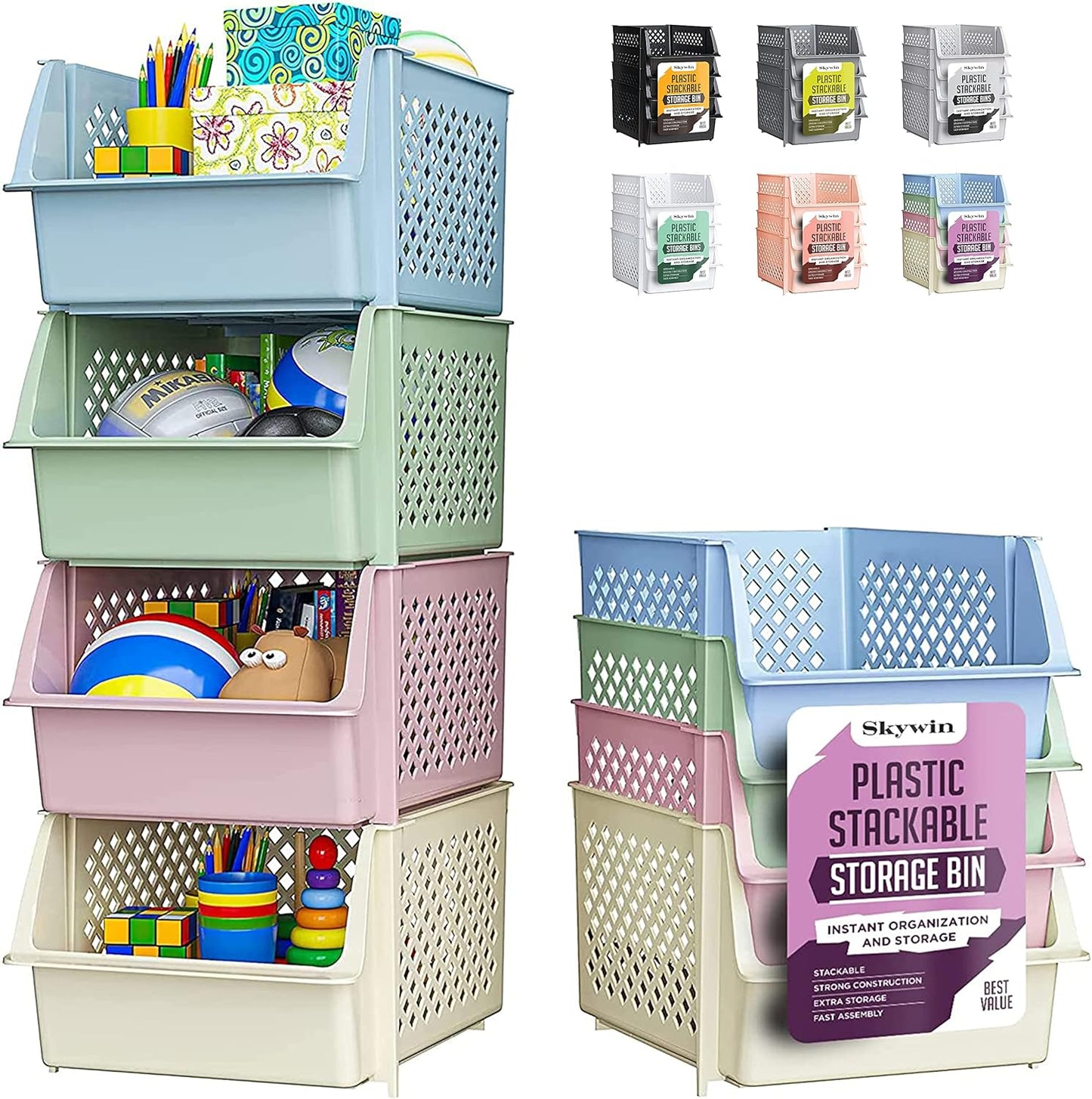 TidyFriend Stackable Storage Bins for Organizing Essentials