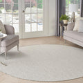 Courtyard Indoor/Outdoor Ivory Silver 6 ft Round Rug - Easy Care