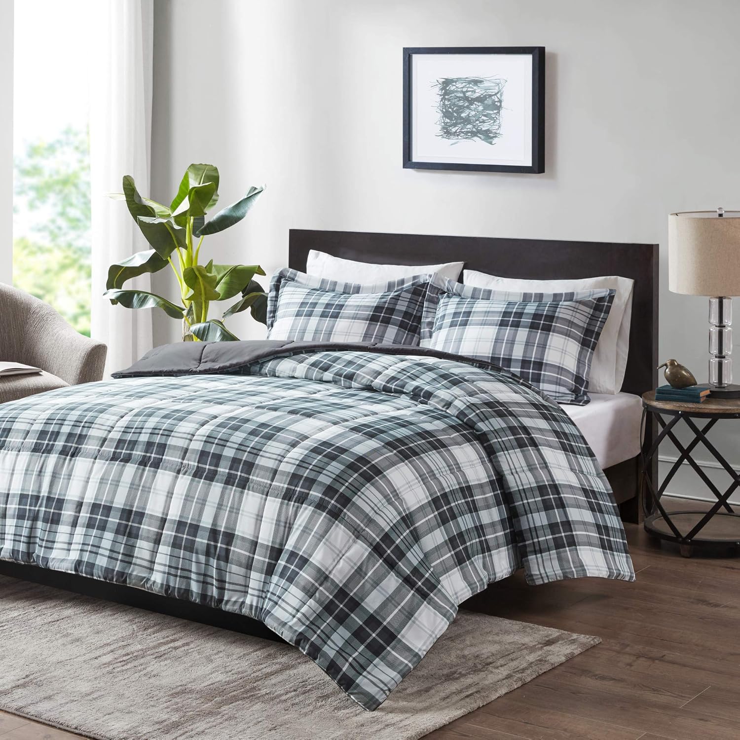 Parkston Plaid Comforter Set with Matching Sham for King Beds