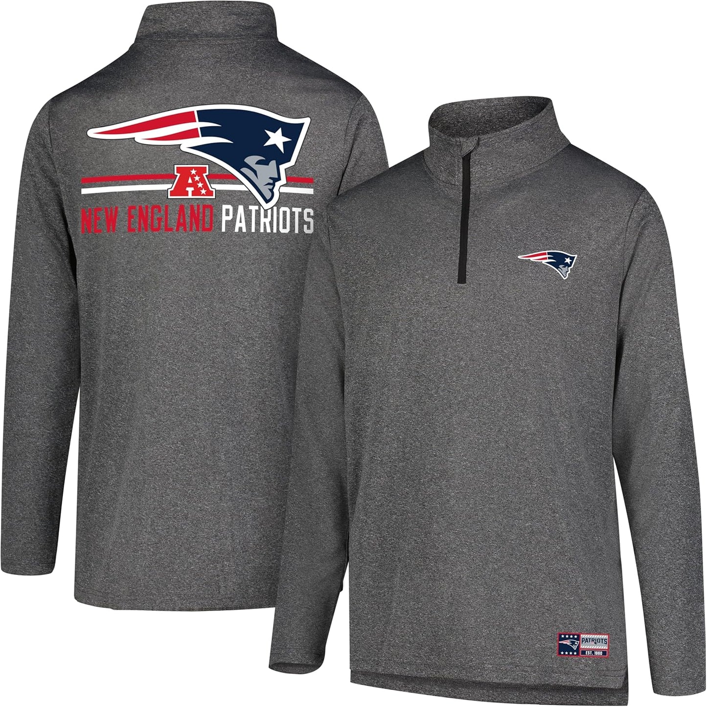 Ultra Game NFL Official Super Soft Quarter Zip Long Sleeve T-Shirt