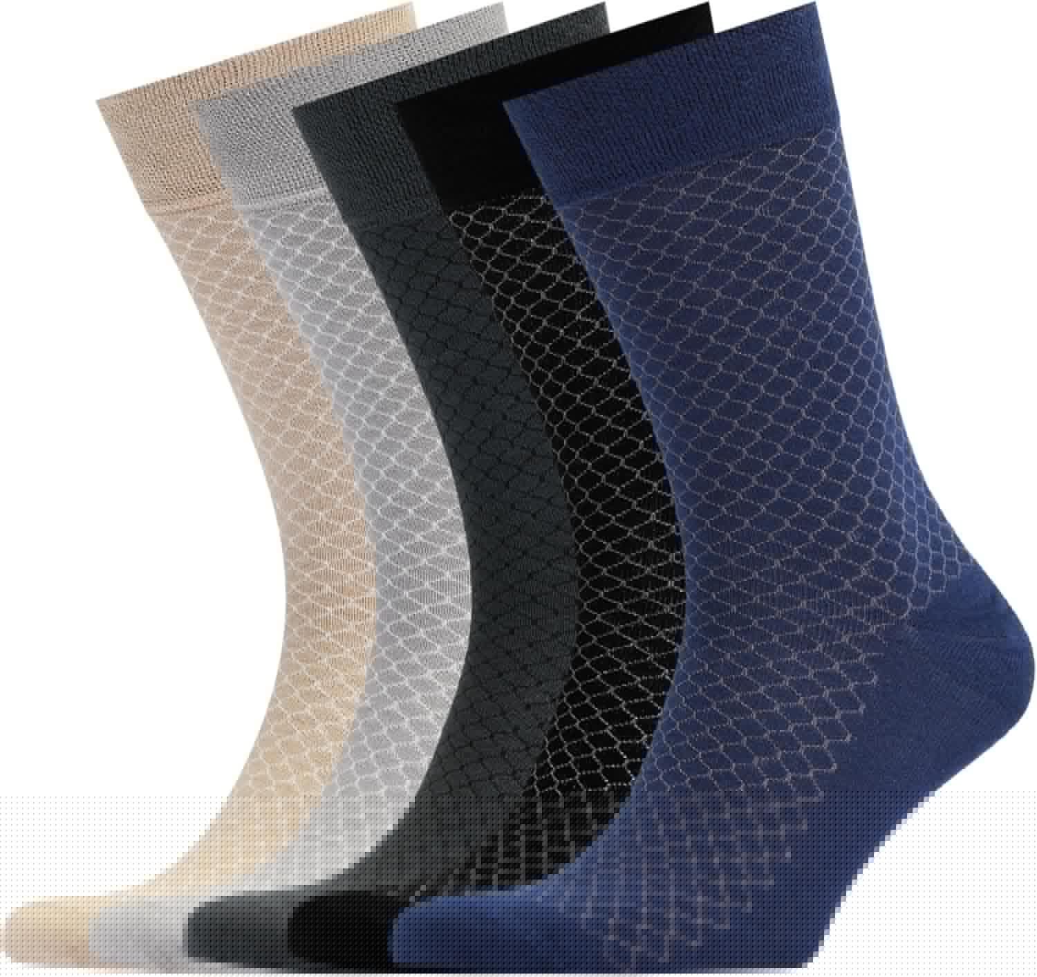 VRD Mens Dress Socks 5-Pack Bamboo Crew Socks for Men
