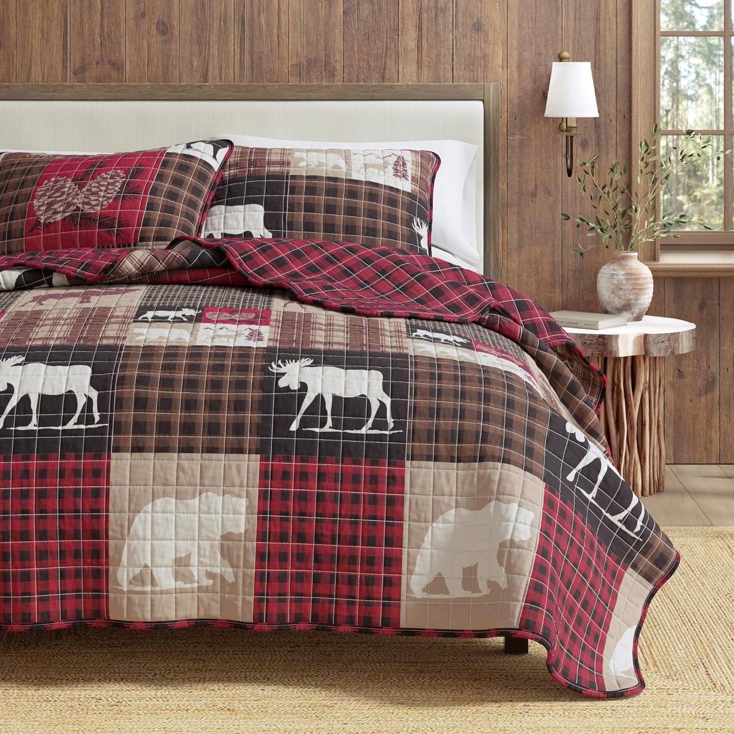 Rustic Cabin Full/Queen Size Quilt Set for Cozy Bedding