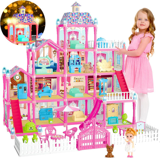 Doll House for Girls with 13 Rooms, Dolls, and Accessories
