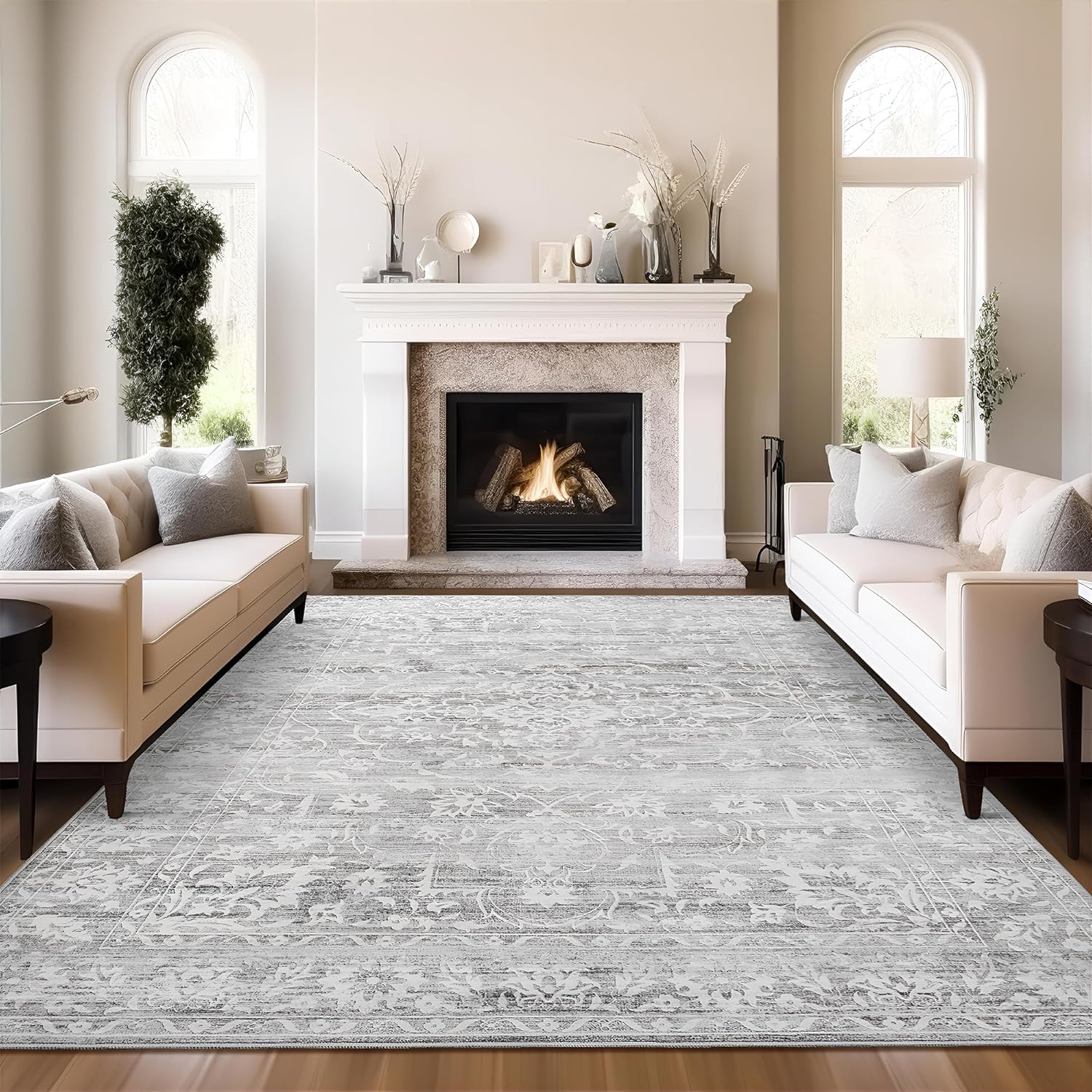 Soalmost 8x10 Area Rugs for Living Room, Vintage Floral Design