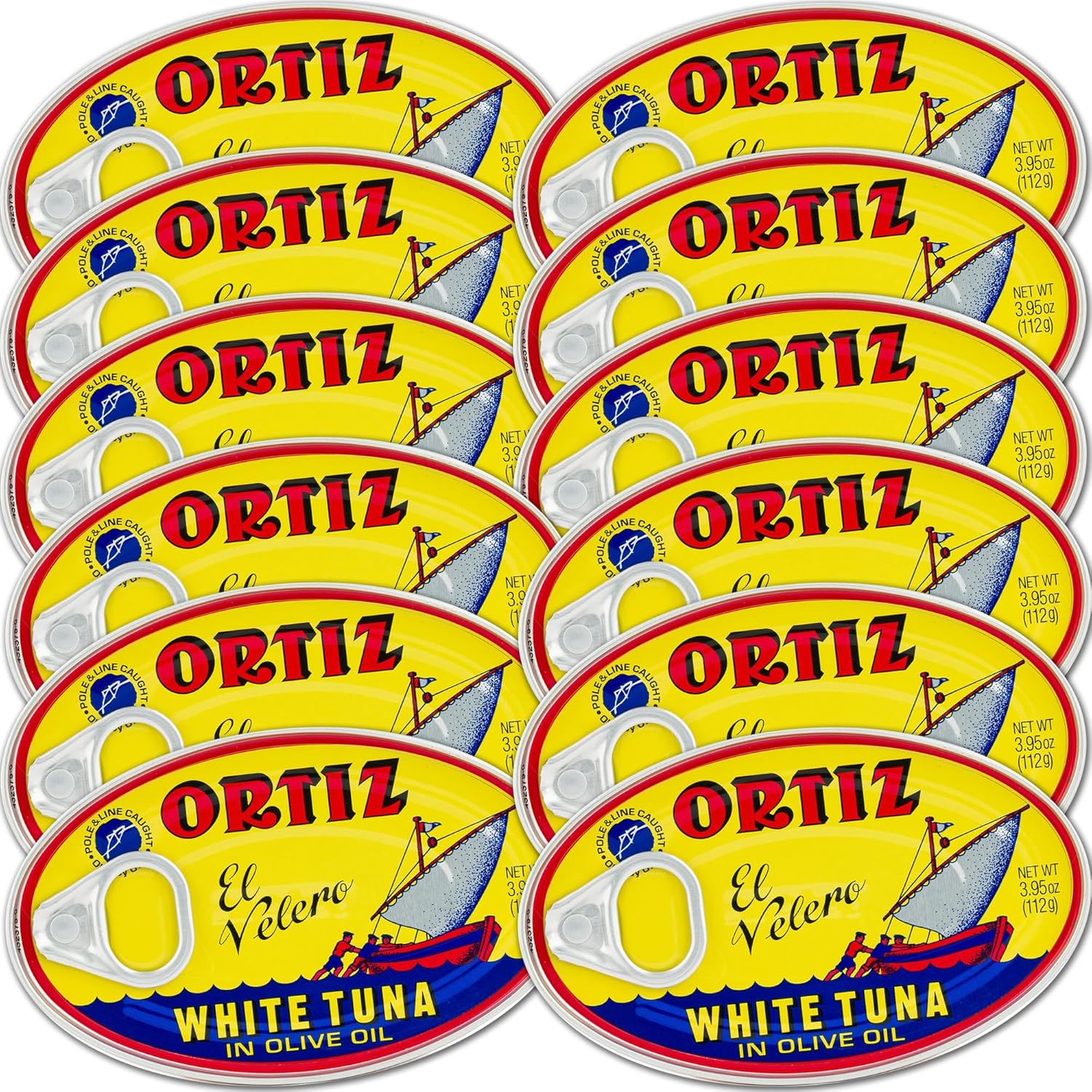 Ortiz White Tuna in Olive Oil - Fresh Tender Slices, 12 Pack
