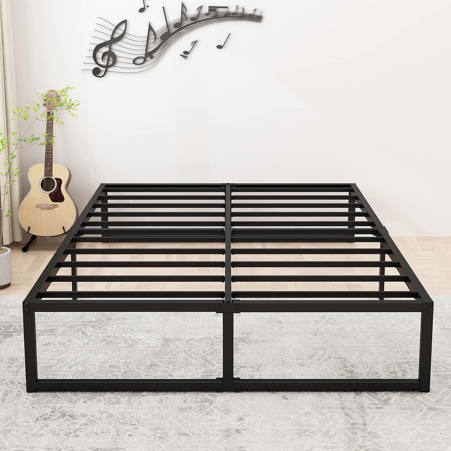 14 Inch California King Bed Frame - Heavy Duty Metal Platform