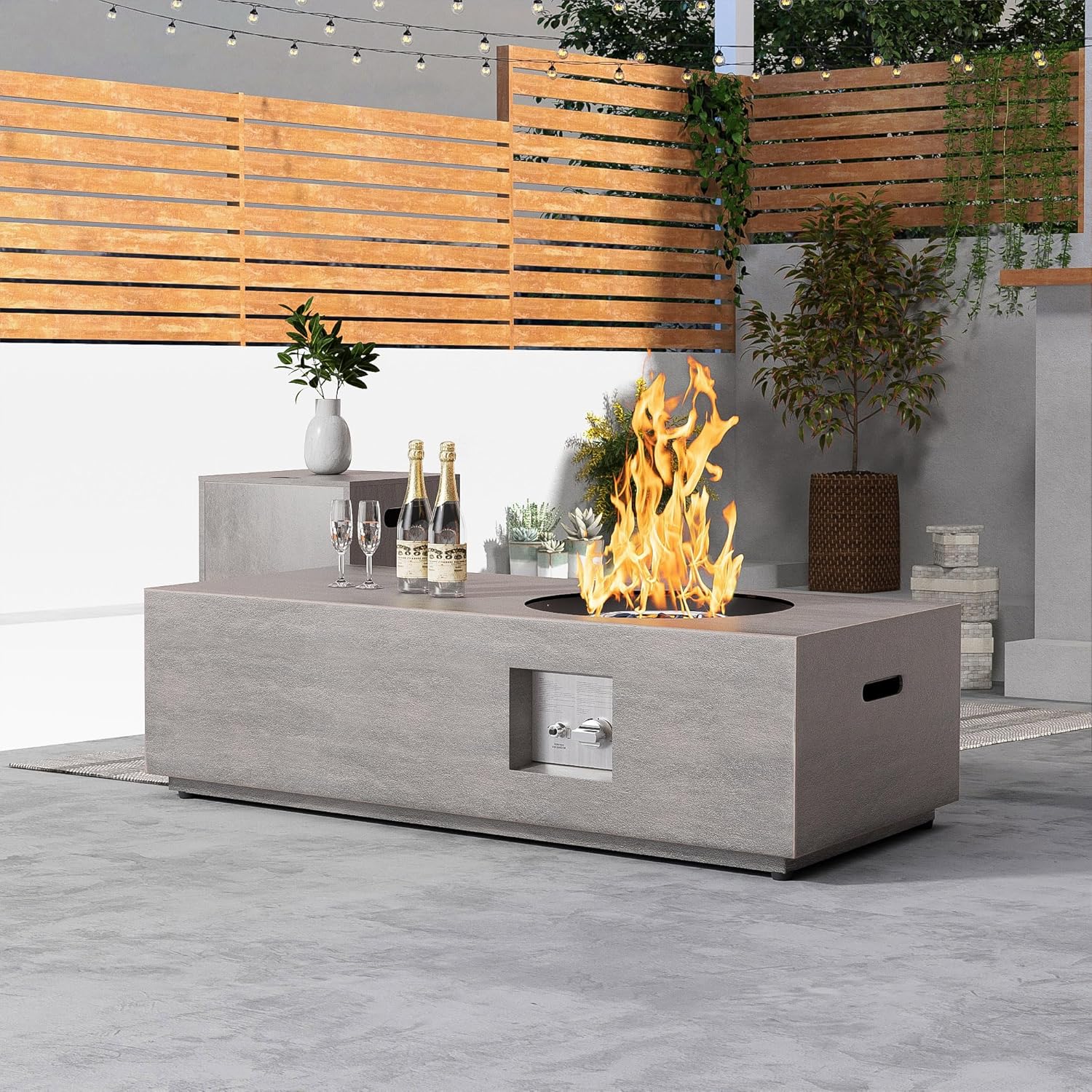 48 Propane Fire Pit Table with Round Burner for Outdoor Spaces