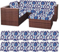 Outdoor Patio Cushion Covers Set of 12 - Waterproof Floral Stretch
