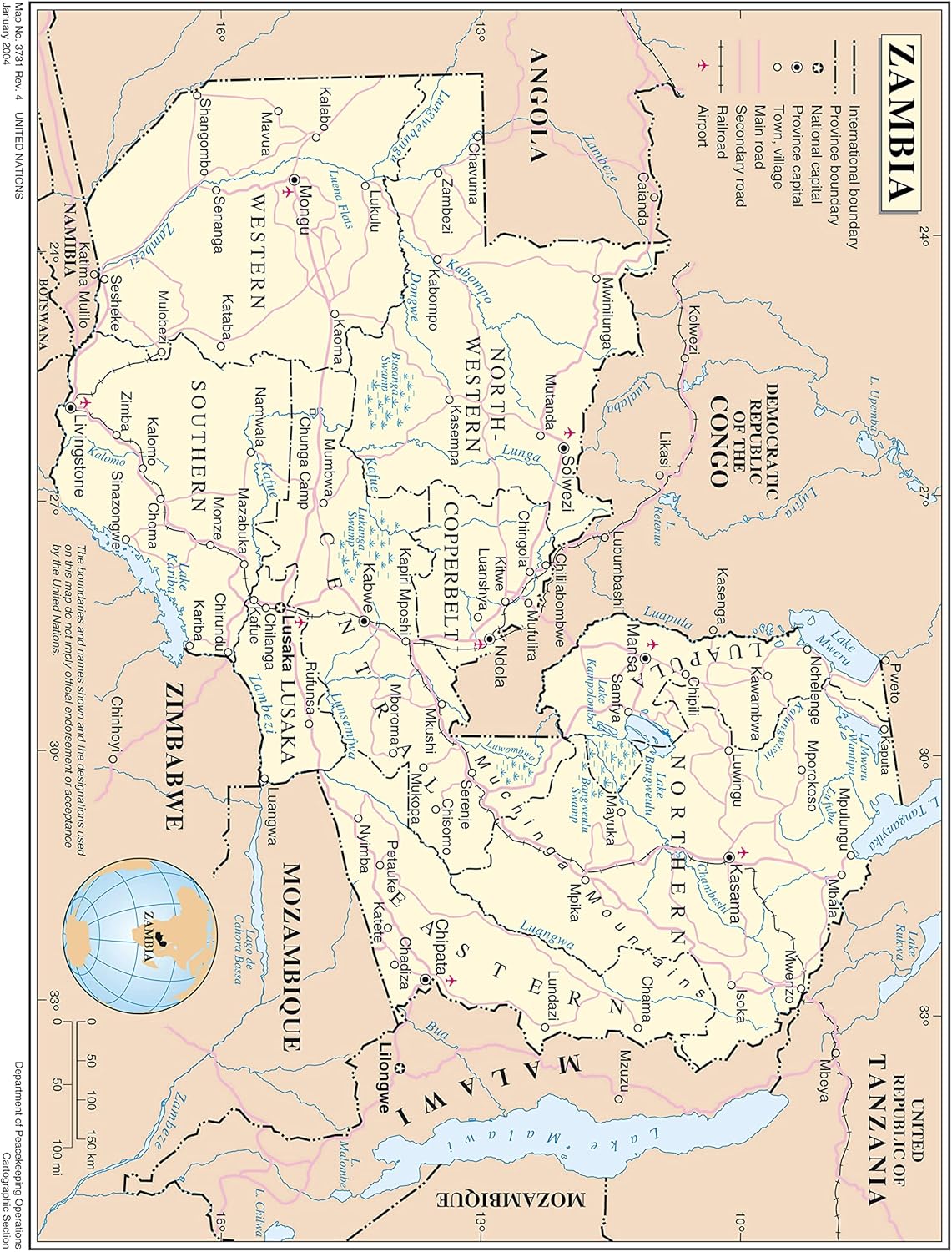 Zambia Map Poster: Detailed & Laminated