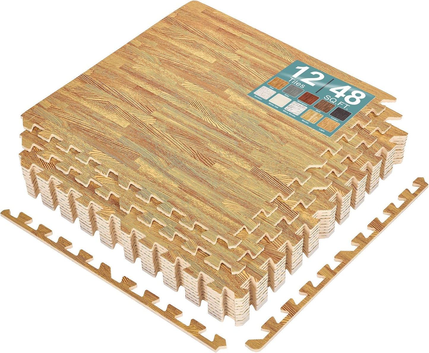 Sorbus Wood Grain Floor Tiles Foam Mat for Comfort and Style