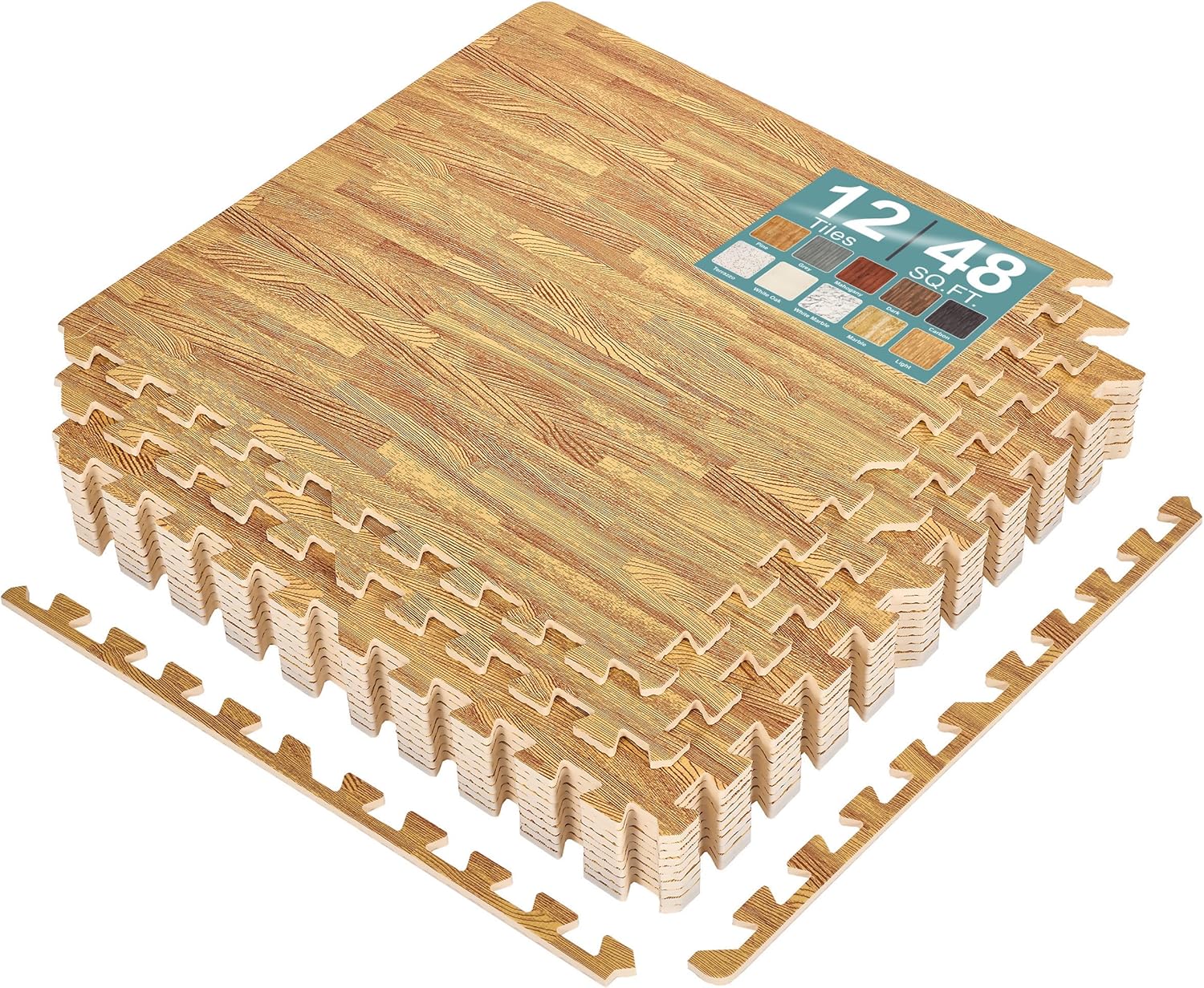Sorbus Wood Grain Floor Tiles Foam Mat for Comfort and Style