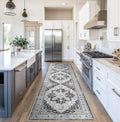 Hallway Runner Rug 2ft6ft'x10ft - Non Slip Black Vintage Kitchen