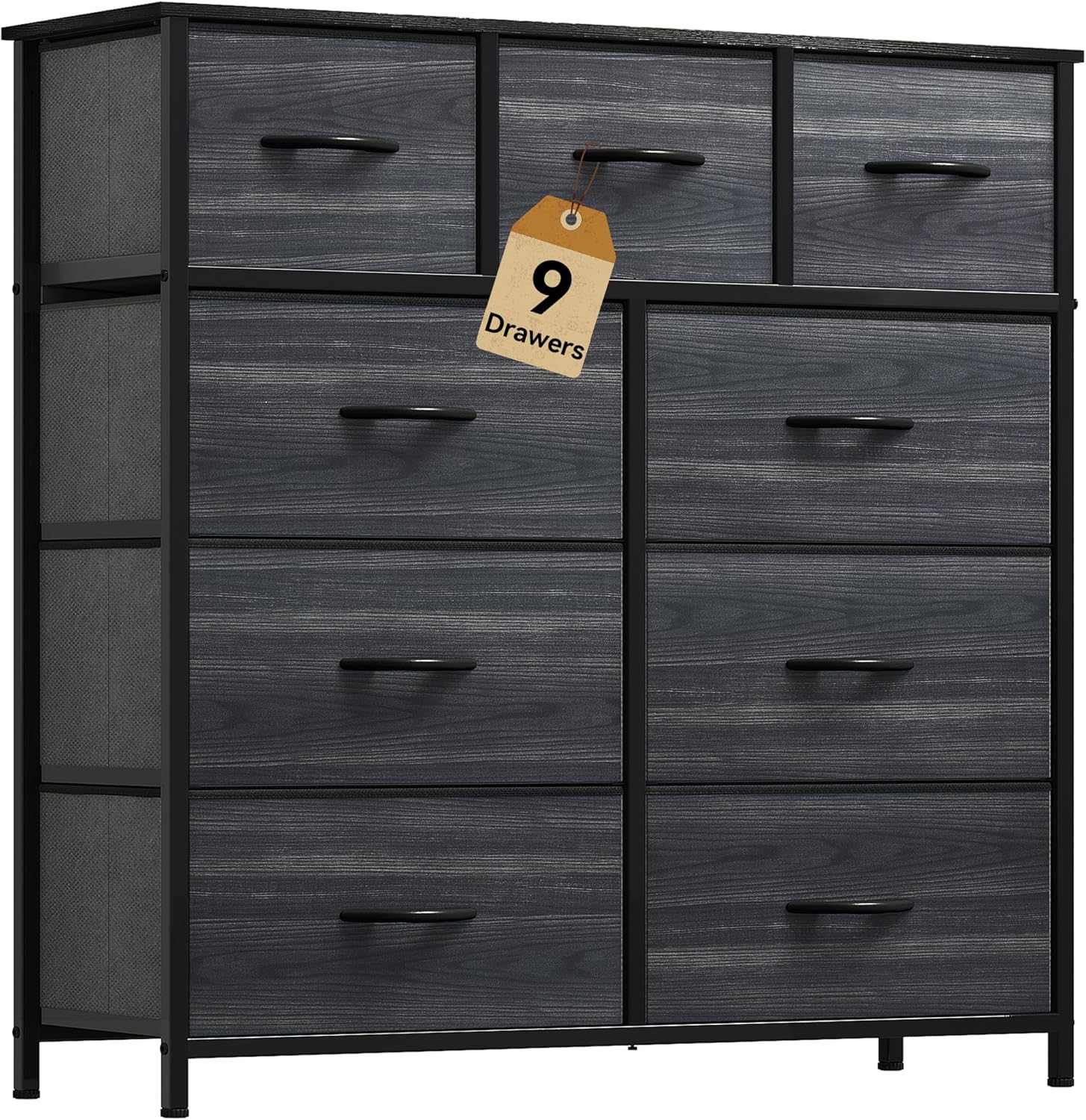 DWVO Dresser with 9 Drawers - Sturdy Fabric Storage Tower