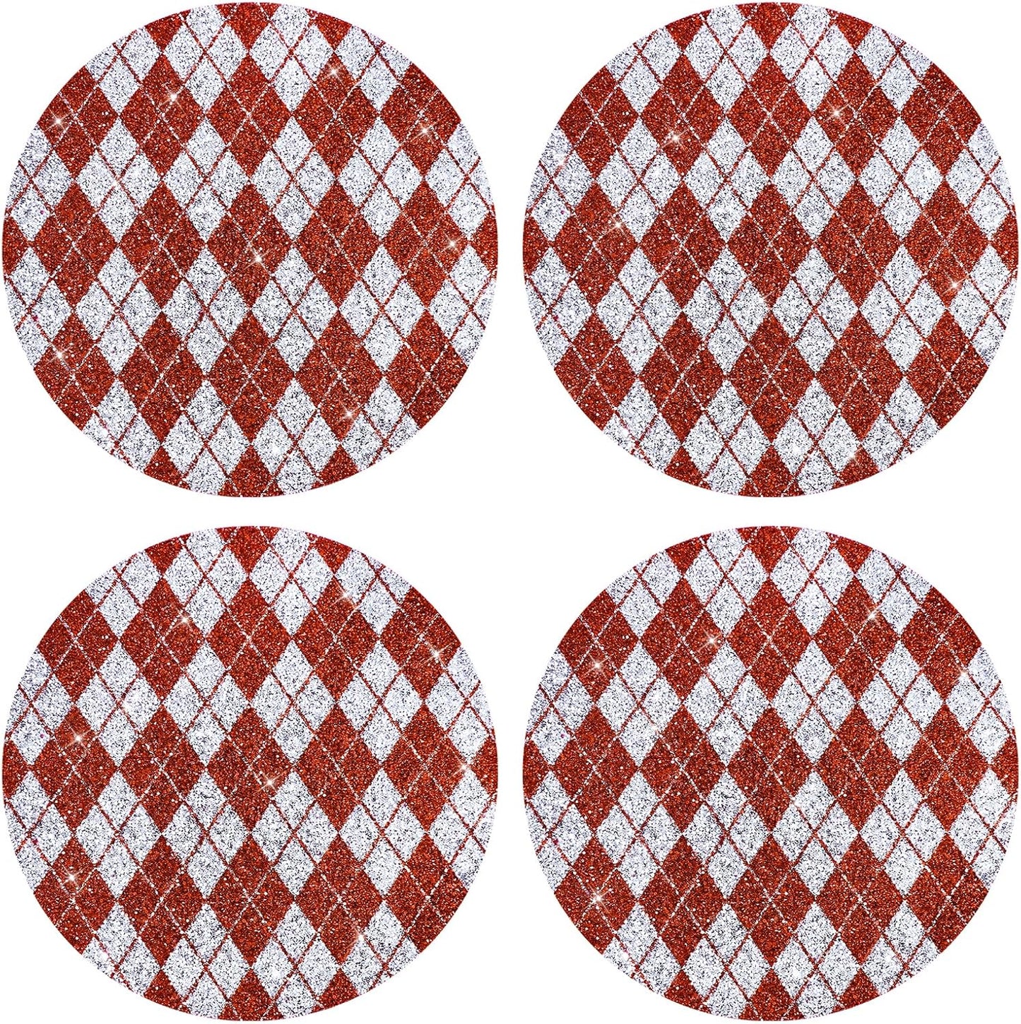 Christmas Placemats Set of 4 Rhinestones Round Glitter Table Mat