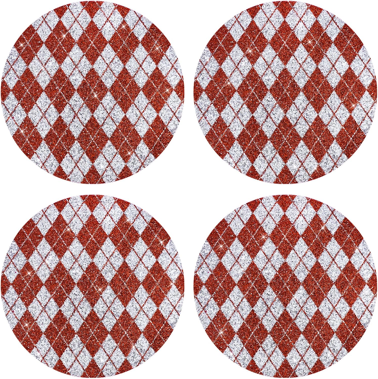 Christmas Placemats Set of 4 Rhinestones Round Glitter Table Mat