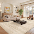 8x10 Washable Area Rug Floral Abstract Carpet - Low Pile, Non-Slip