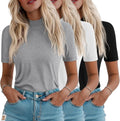 Women's 3 Pack Half Sleeve Mock Turtleneck Tops - Soft Stretch Fit