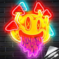 Smiling with Mushrooms Neon Sign - Playful Trippy Room Light