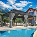 12x20 FT Gazebo Hardtop Pergola with Curtains and Netting - Durable