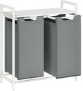 Laundry Hamper with 2 Compartments and Top Shelf - Compact Sorter