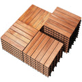 PrimeZone 27 PCS Solid Acacia Wood Interlocking Deck Tiles - Easy DIY