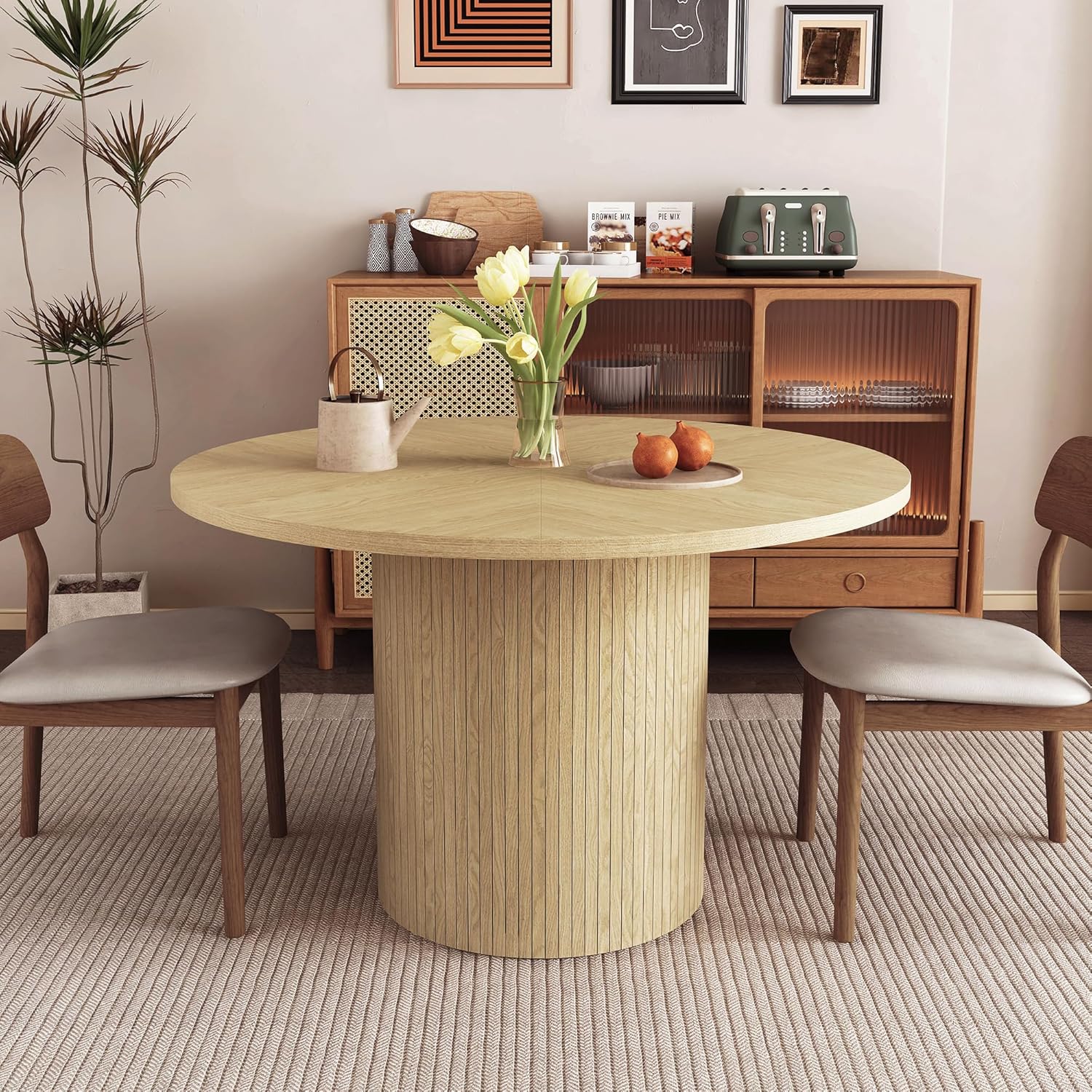 Round Dining Table for 4, Modern Farmhouse Kitchen Table