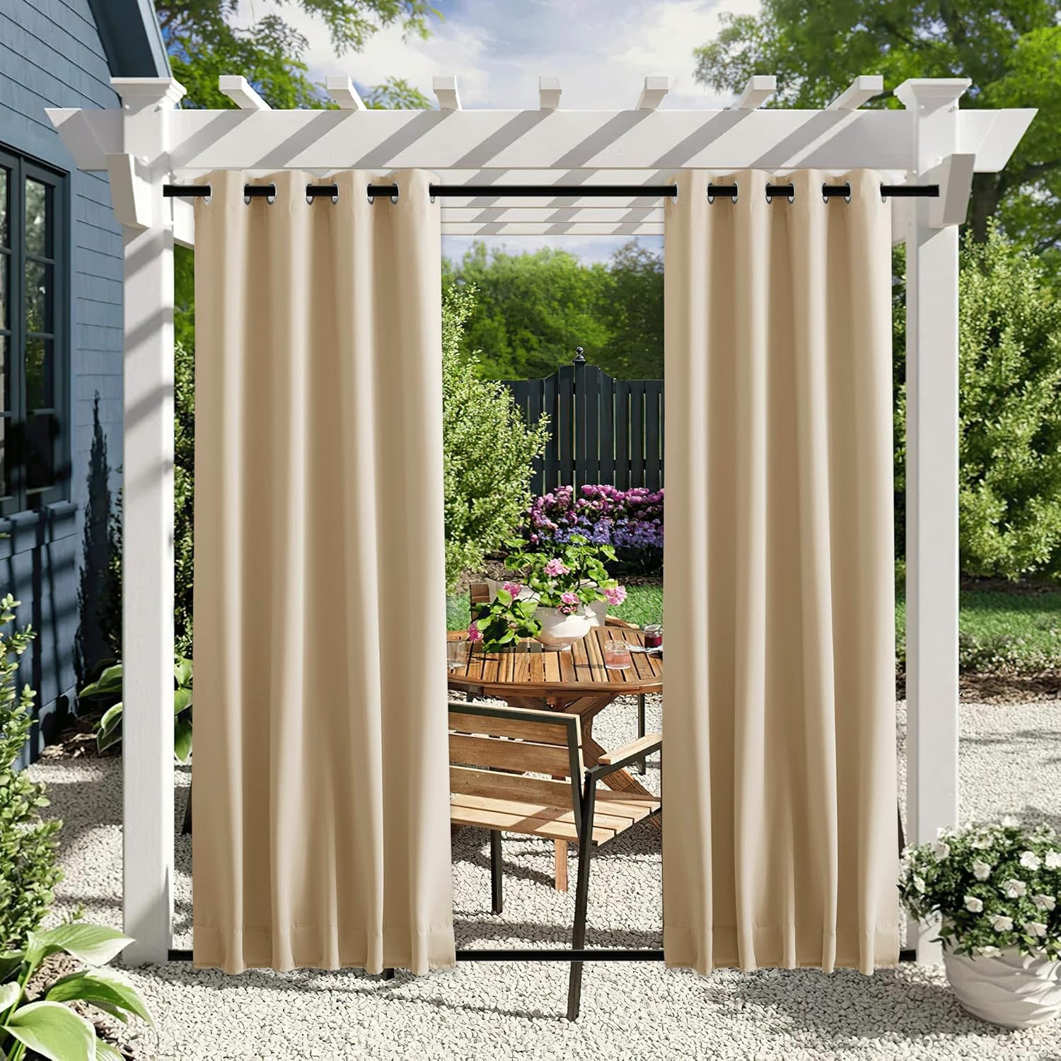 NICETOWN Outdoor Patio Curtains for Windproof & Waterproof Use