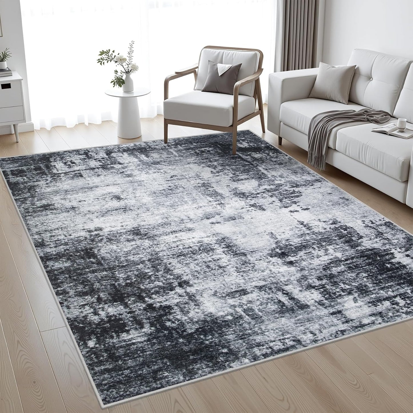 5x7 Area Rug for Living Room: Washable Soft Thin Carpet