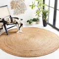 SAFAVIEH Area Rug 4ft Round - Cape Cod Collection Natural Brown