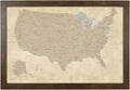 Push Pin Travel Maps Vintage USA Pin Map - Rustic Brown Frame