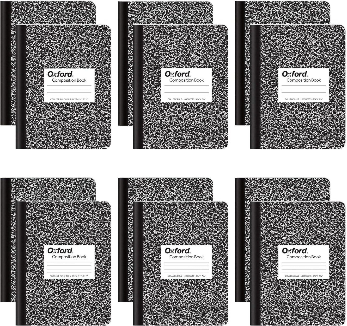 Oxford College Ruled Composition Notebooks - Black Marble Cover Pack of 12