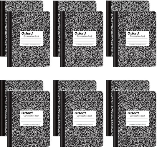 Oxford College Ruled Composition Notebooks - Black Marble Cover Pack of 12