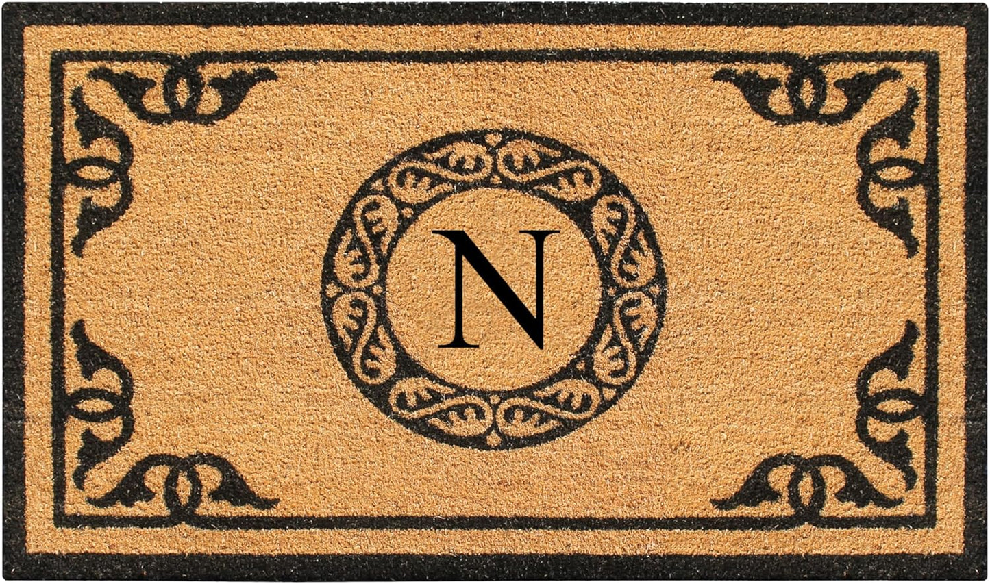 Natural Coir Monogrammed Door Mat for Front Door Entry