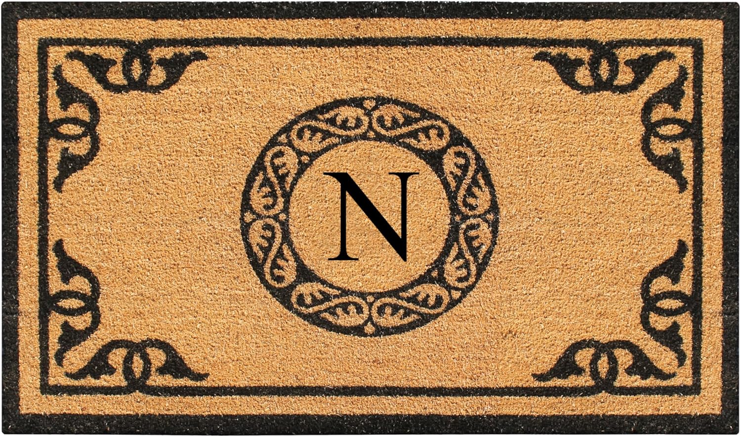 Natural Coir Monogrammed Door Mat for Front Door Entry