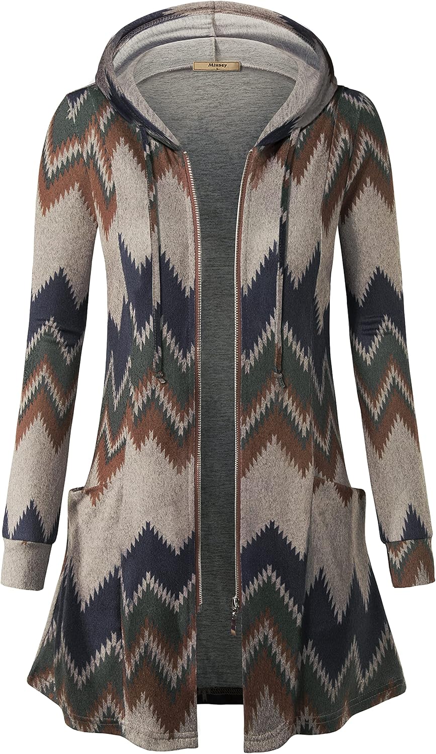 Miusey Womens Zip Up Long Hoodie Jacket for Stylish Comfort